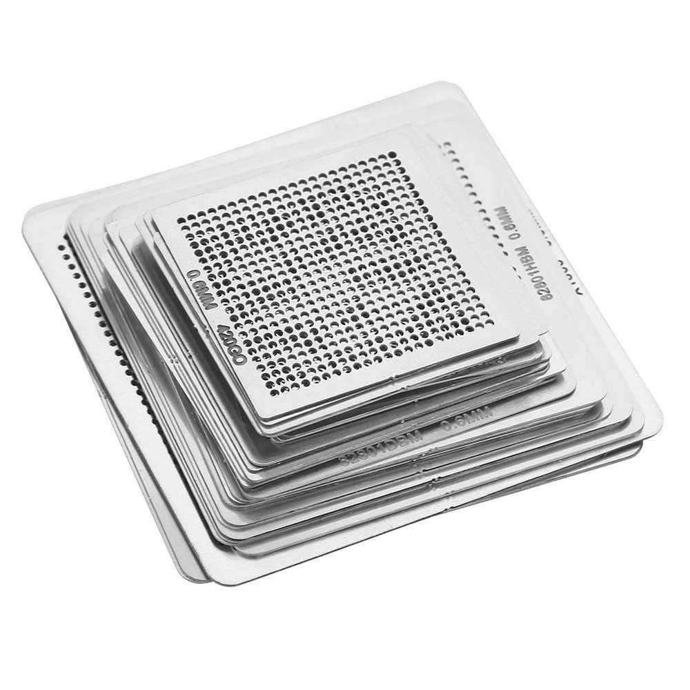 33pcs BGA Rework Net, Universal Reballing Stencils, Reballing Rework Net Stencils, Steel Template Mesh Directly Heat, Fit for Laptop, Desktop Repair
