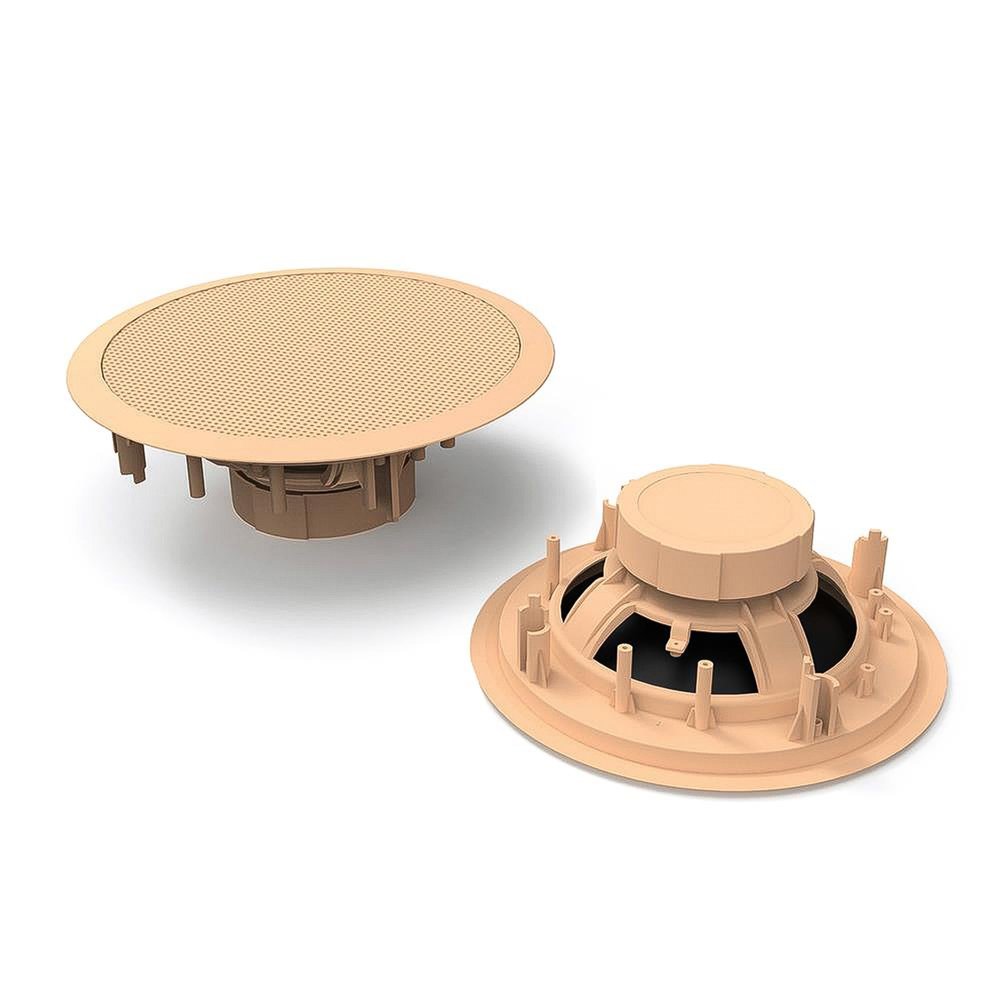Pyle 1 Pair Speakers, 150W 5.25" Round Flush Mount in Wall/in Ceiling Home Speakers, PDIC Series, Tan