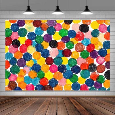 10X10ft Colorful Dots Photo Backdrop Photography Background for Kids Boys Girls Baby, Cartoon Caterpillar Theme Birthday Party Backdrops Photo Booth Prop Decorations Wall Decor Tablecloth