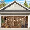 7x16ft Western Cowboy Garage Door Cover Wild West Rustic Wooden Barn Door Haystack Wheels Glitter Outdoor Garage Door Decoration Backdrop Fence Yard Hanging Party Supplies House Decor view 1