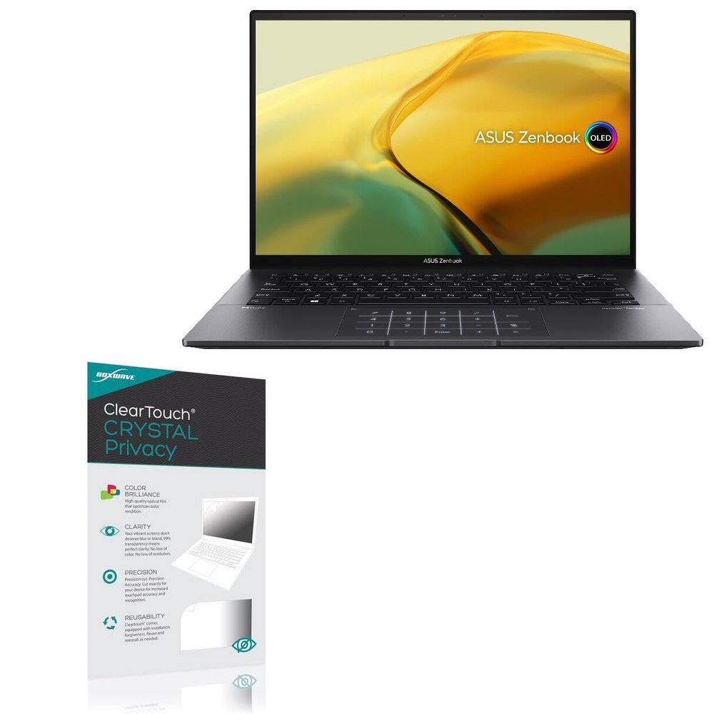 BoxWave Screen Protector Compatible With ASUS ZenBook 14 (UM3402) - ClearTouch Crystal Privacy (2-Pack), Privacy Screen Protector Flexible Film Clear