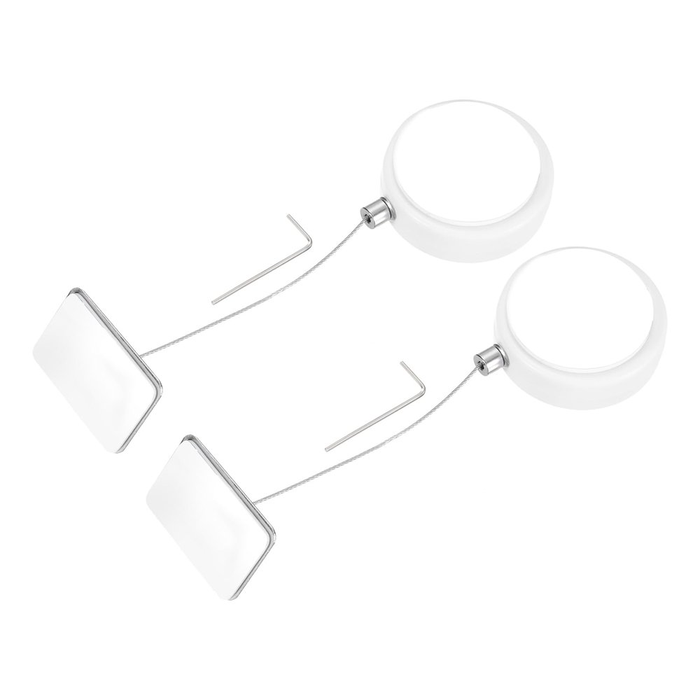 MECCANIXITY 3.3ft Retractable Cable Lock with Square Patch Remote Control Security Lock with Adjustable Cord Tether Anti Theft for Laptop, TV, 150 G, White, 2 Pack