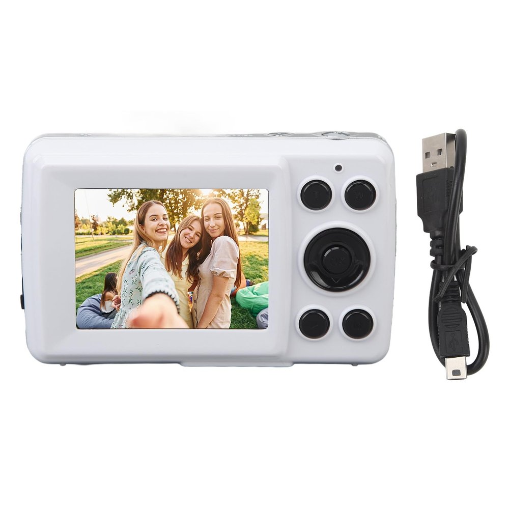 Xiuganpo 16MP Digital Camera 16x Zoom Auto Focus Portable Camera with 2.4 Inch Screen, 1080P Video Recorder, for Students, Families, Travel, Selfies, Record Vlogs, Indoor Outdoor (White)