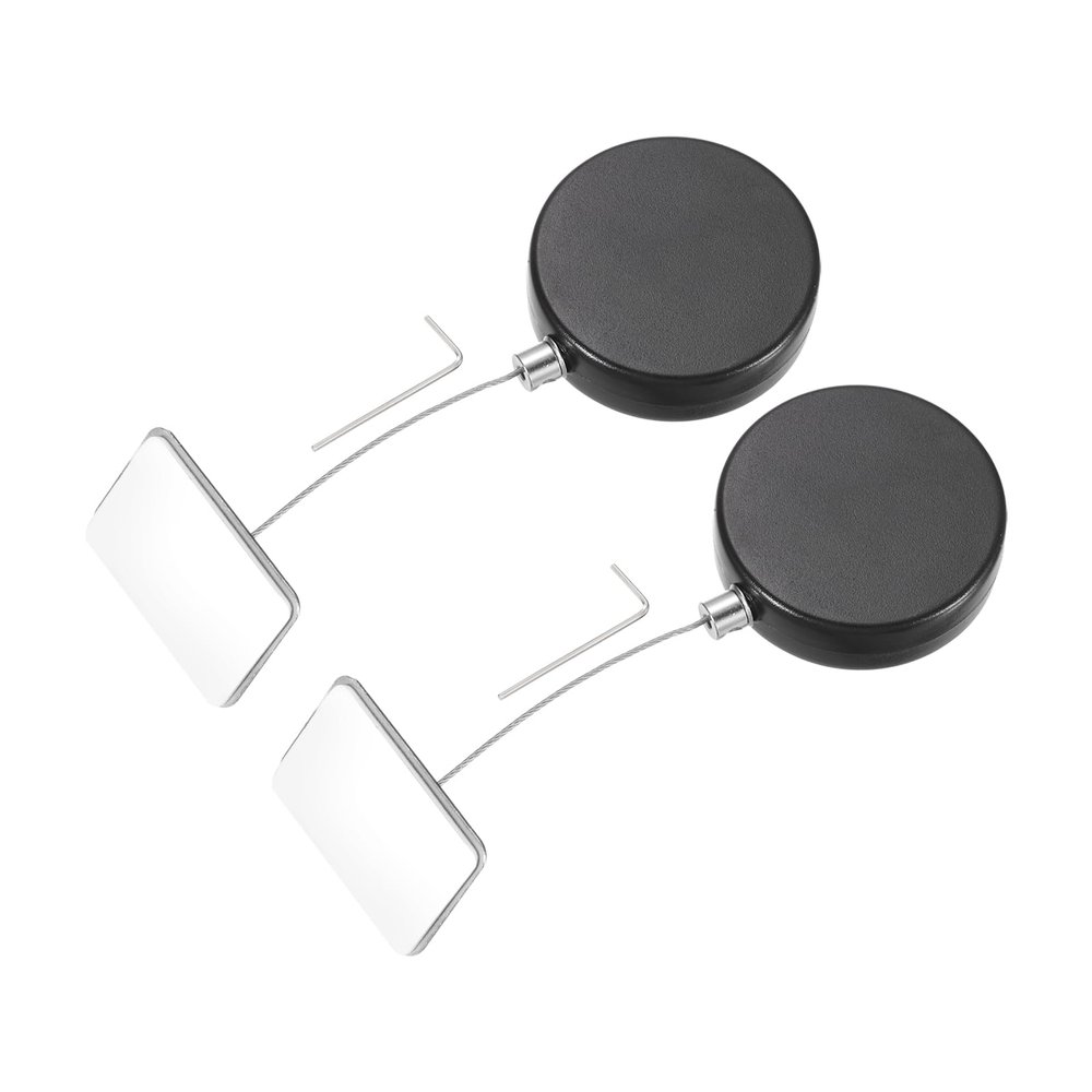 MECCANIXITY 3.3ft Retractable Cable Lock with Square Patch Remote Control Security Lock with Adjustable Cord Tether Anti Theft for Laptop, TV, 150 G, Black, 2 Pack