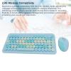 2.4G Cordless Keyboard and Mouse, Retro Round Keycap Design, Portable Low Noise Keyboard and Mouse Set for Home Office, Plug and Play (Misty Blue) view 2