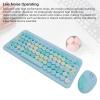 2.4G Cordless Keyboard and Mouse, Retro Round Keycap Design, Portable Low Noise Keyboard and Mouse Set for Home Office, Plug and Play (Misty Blue) view 3