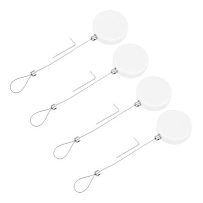 MECCANIXITY 3.3ft Retractable Cable Lock with Latch Remote Control Security Locks with Adjustable Cord Tether Anti Theft for Laptop, TV, 150 G, White, 4 Pack