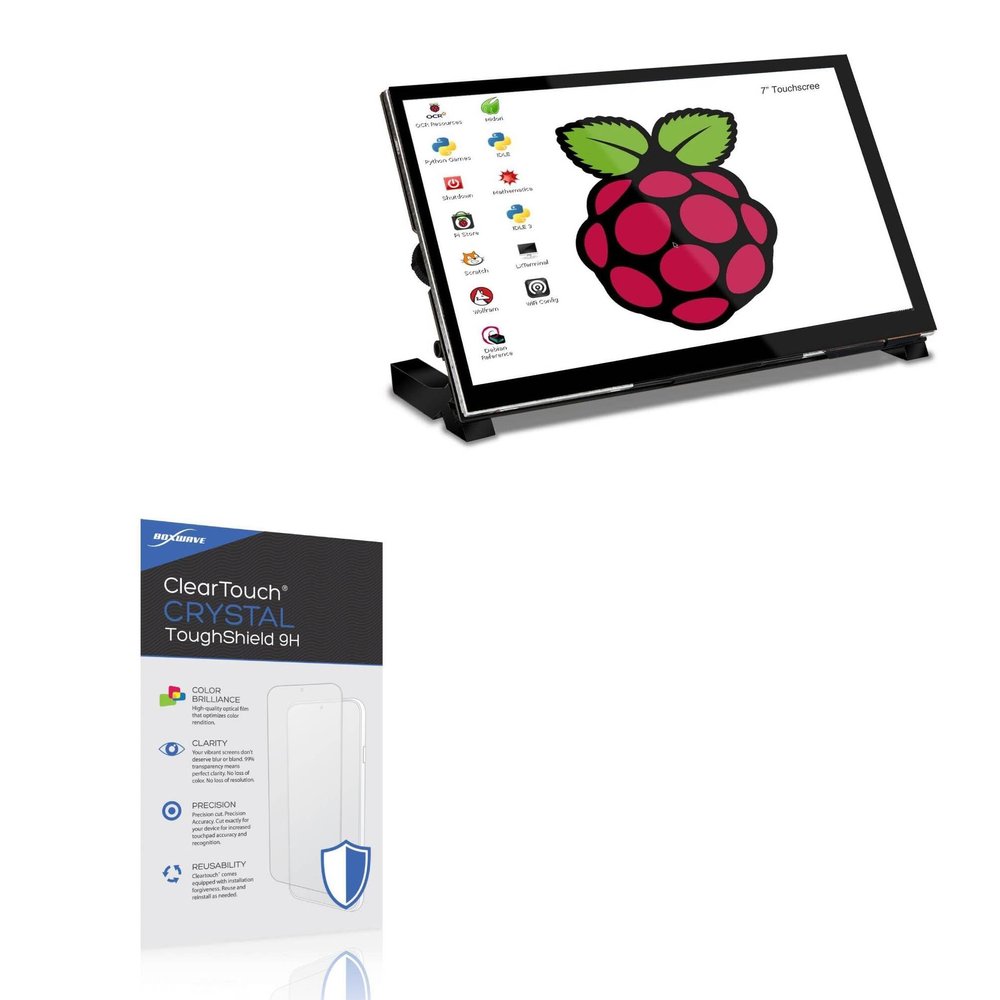 BoxWave Screen Protector Compatible With WIMAXIT Raspberry Pi Touch Monitor M728 (7 in) - ClearTouch Crystal ToughShield 9H (2-Pack), Clear 9H Tough Flexible Film Screen Protector