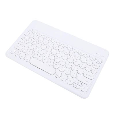 10 Inch Pocket Folding Keyboard, Ultra Slim Folding Keyboard with Sleep Mode Ergonomic Round Rechargeable Keycaps BT Keyboard for Desktop Computer Laptop Phone Tablet (White)