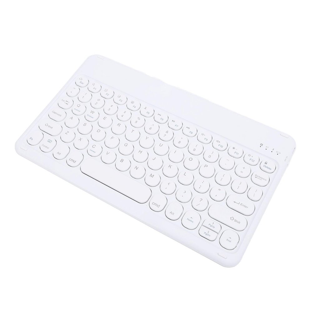 10 Inch Pocket Folding Keyboard, Ultra Slim Folding Keyboard with Sleep Mode Ergonomic Round Rechargeable Keycaps BT Keyboard for Desktop Computer Laptop Phone Tablet (White)