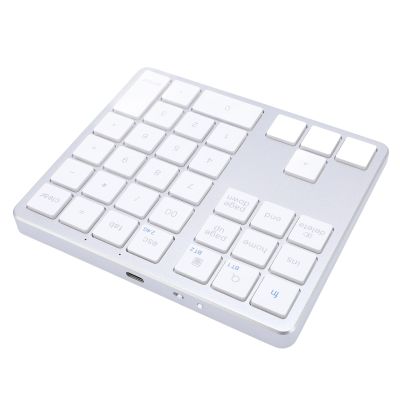 Zyyini 35 Keys USB Numeric Keypad, Numpad for Laptop Number Pad BT Dual Mode Rechargeable External Mini Slim Keyboard Universal Numeric Keypad for Laptop PC Tablet (#2)