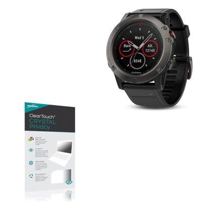 BoxWave Screen Protector Compatible with Garmin Fenix 5X (51mm) - ClearTouch Crystal Privacy (2-Pack), Privacy Screen Protector Flexible Film Clear
