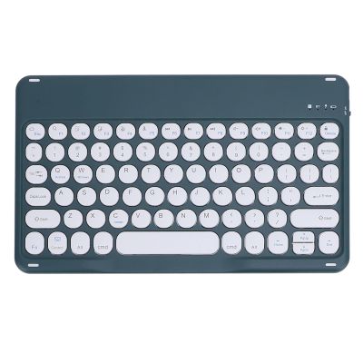 10 Inch Pocket Folding Keyboard, Ultra Slim Folding Keyboard with Sleep Mode Ergonomic Round Rechargeable Keycaps BT Keyboard for Desktop Computer Laptop Phone Tablet (Green)
