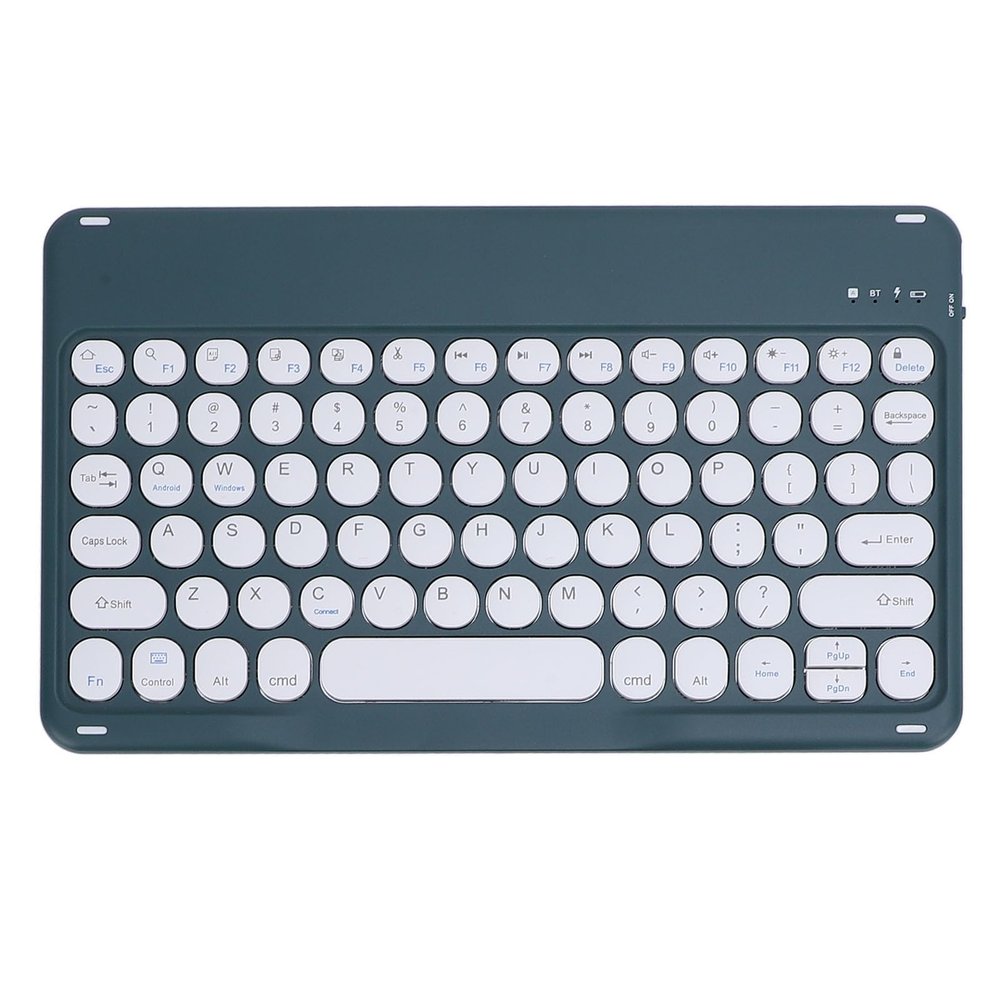 10 Inch Pocket Folding Keyboard, Ultra Slim Folding Keyboard with Sleep Mode Ergonomic Round Rechargeable Keycaps BT Keyboard for Desktop Computer Laptop Phone Tablet (Green)