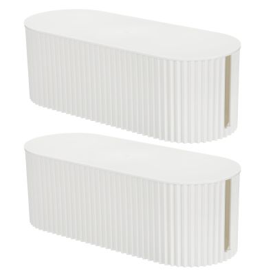 YOKIVE 2 Pcs Cable Management Box, Cord Hider Organizer Decorative Strip Storage Box Desk Accessories for TV Computer Cords Home, Office, White