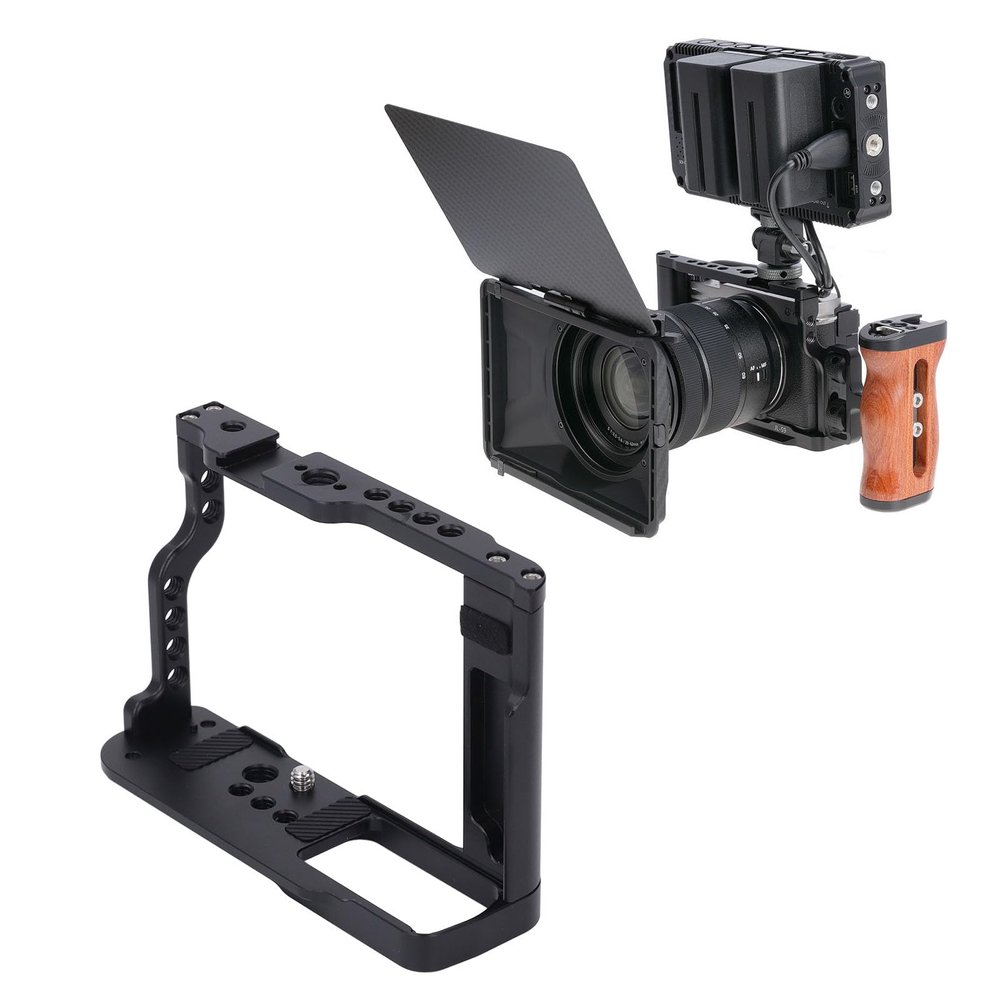 Camera Cage for S9, Aluminum Alloy 1/4in 3/8in Thread Holes Cold Shoe Mount Video Camera Cage Rig, Easy Assembly and disassembly