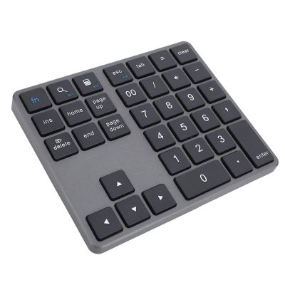 Sanpyl Cordless Number Pad, 35 Keys 2.4GHz Cordless Bluetooth Numeric Keypad Rechargeable Ultra Silent External Numeric Pad for OS X Laptop Desktop Smartphone (Gray)