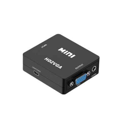 1080P HDMI-Compatible to VGA Converter with Audio Adapter Connector Fit for PC Laptop to HDTV Projector VGA Converter(Black)