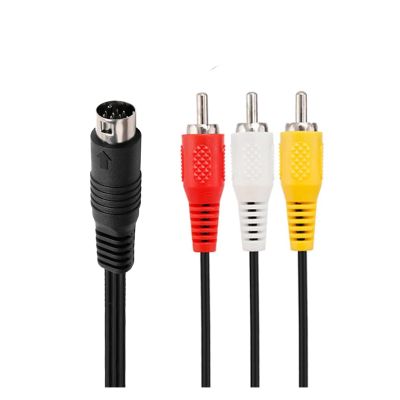 1.8M AV RCA Audio Video Cable Fit for Sega Genesis 2 3 II III Connection Cord 3RCA to 9 Pin Nickel Plated Plug Game Cable