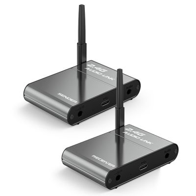 Docooler Wireless Audio Transmitter, 2.4GHz Wireless Audio Receiver Upto 150m Long Distance for TV/PC, 30-50m Indoor, <20ms Low Delay, 48kHz/24bit, Wireless Adapter Kit with RCA(3.5mm) Out/Input