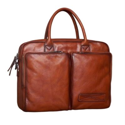 STBTOO Leather Man Handbag Briefcase with Tie Rod Sleeve Men Shoulder Bags Business 14 Inch Laptop Bag