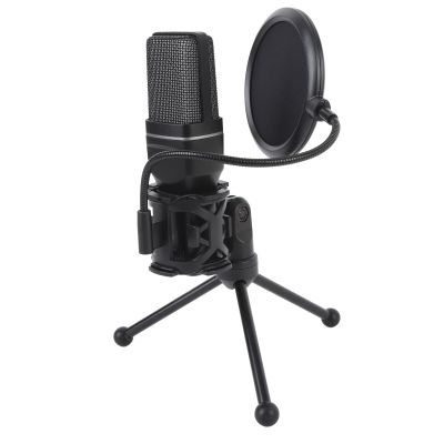 Cordless Gaming Microphone, Cordless Wired 2Mode Microphone with RGB Light Effect, Noise Reduction Desktop Microphone with Pop Filter, Tripod Stand for Live Streaming Recording