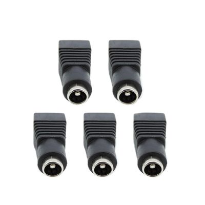 penpenlu 5pcs 5.5mmx2.1mm DC Female Male Power Plug Adapter Connector Power Jack Socket Adapter Cable Terminal Fit for Strip CCTV Cameras E1(DC Female 5pcs)