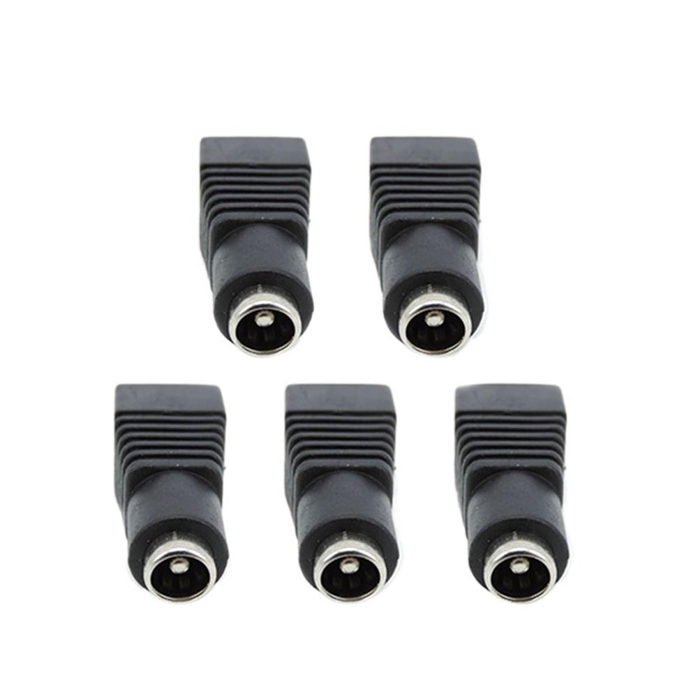 penpenlu 5pcs 5.5mmx2.1mm DC Female Male Power Plug Adapter Connector Power Jack Socket Adapter Cable Terminal Fit for Strip CCTV Cameras E1(DC Female 5pcs)