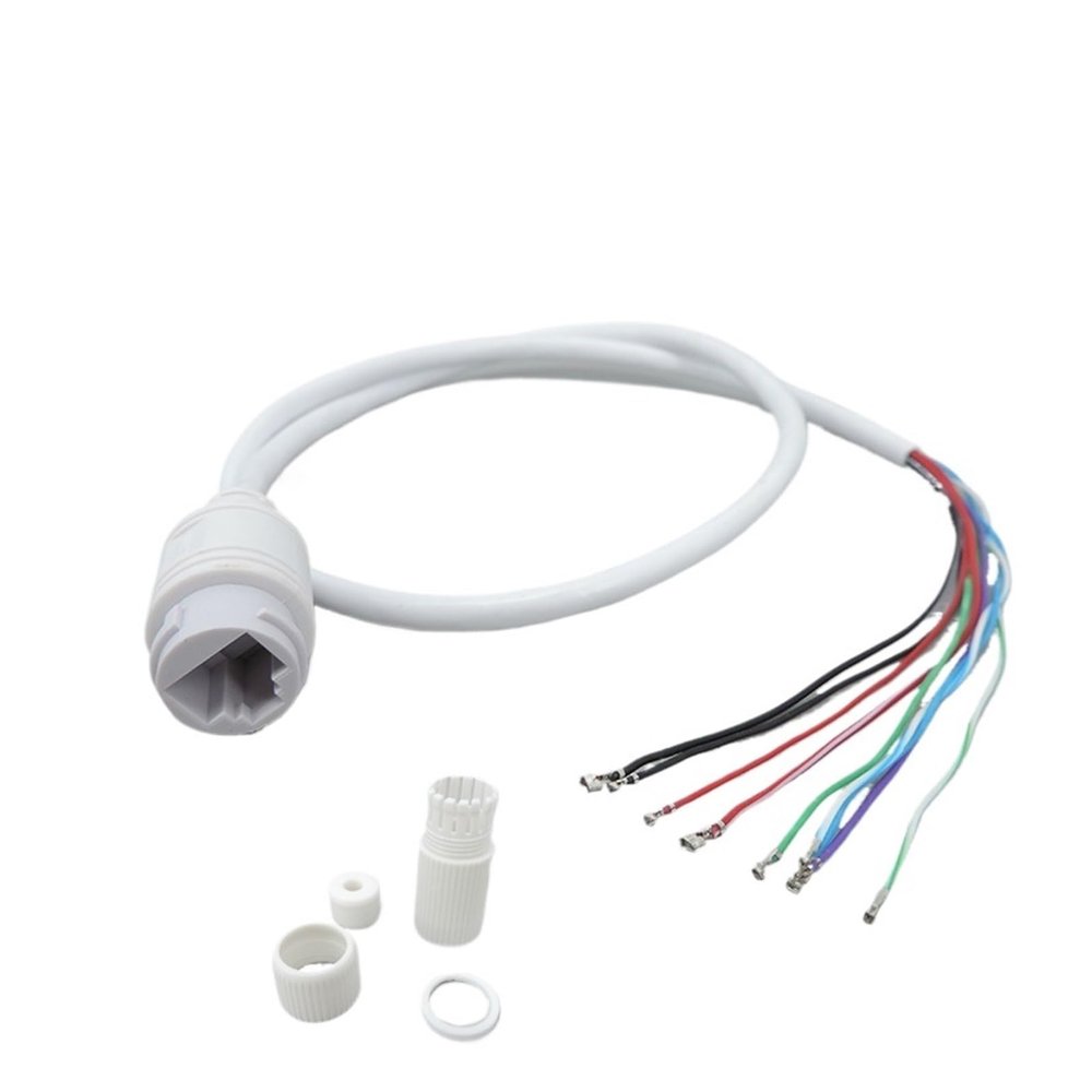Daunin 15V 9pin 9 core RJ45 Network Cable POE Network Port Wire Power Single-Ended Cable Fit for IP Camera CCTV Monitoring White Black e(White with Cover)