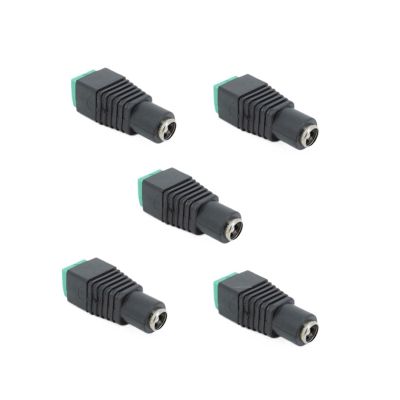 5pcs 12V 2.5 x 5.5mm 5.5 * 2.5mm DC Power Male Female Plug Jack Adapter Connector Cable Terminal Fit for CCTV Camera LED Light E1(Female 5pcs)