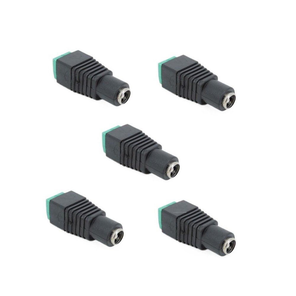 5pcs 12V 2.5 x 5.5mm 5.5 * 2.5mm DC Power Male Female Plug Jack Adapter Connector Cable Terminal Fit for CCTV Camera LED Light E1(Female 5pcs)