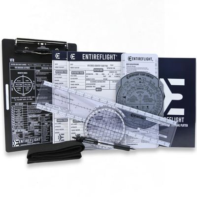 Aviation Pilot Kneeboard - E6b Flight Computer Plus Plotter & Cross Country Planning Notepad, Student Pilot Bundle