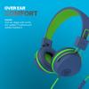 JLab JBuddies Studio On-Ear Kids Wired Headphones, Toddler Headphones, Kid Safe, Studio Volume Safe, Volume Limiter, Folding, Adjustable, Noise Isolation, with Mic (Blue/Green) view 2
