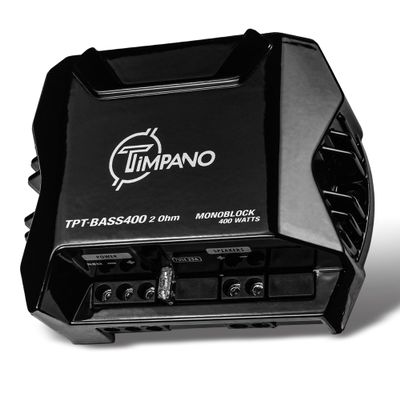 Timpano 400 Watts Mono Subwoofer Car Audio Amplifier TPT-BASS400 2 Ohm  12 Volts Mini Monoblock Class D Car Amp, Built-in Crossover & Bass Boost with High Level Inputs