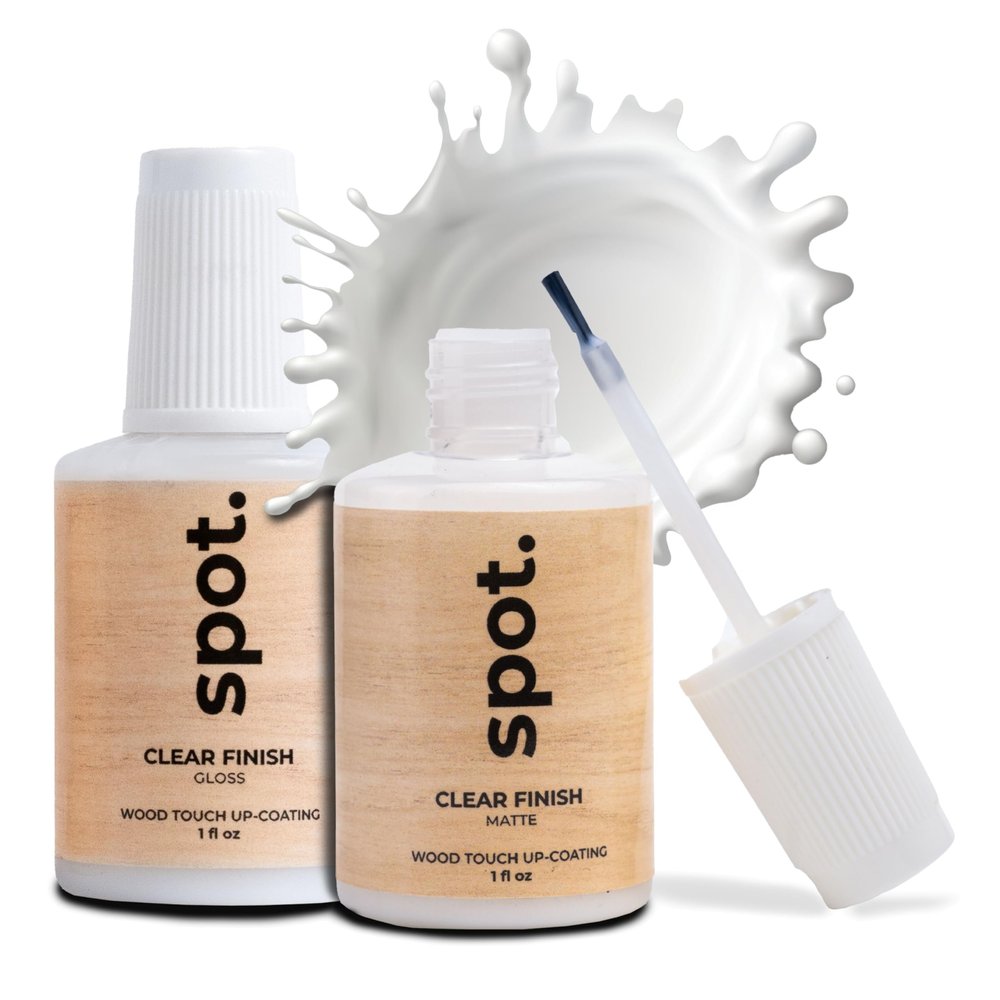 Clear Coat for Wood Stain Repairs, Brush-On Matte and Gloss Finish, Sealing and Sheen Matching, Interior and Exterior Wood, 2 fl oz Total by spot.