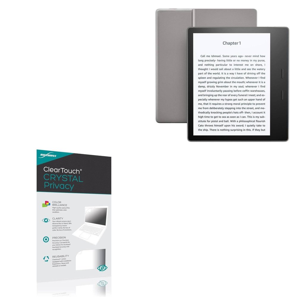 BoxWave Screen Protector Compatible With Amazon Kindle Oasis (2nd Gen 2017) - ClearTouch Crystal Privacy (2-Pack), Privacy Screen Protector Flexible Film Clear
