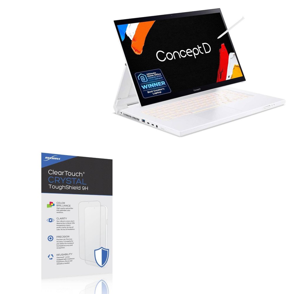 BoxWave Screen Protector Compatible With Acer ConceptD 7 Ezel (CC715-71) - ClearTouch Crystal ToughShield 9H (2-Pack), Clear 9H Tough Flexible Film Screen Protector