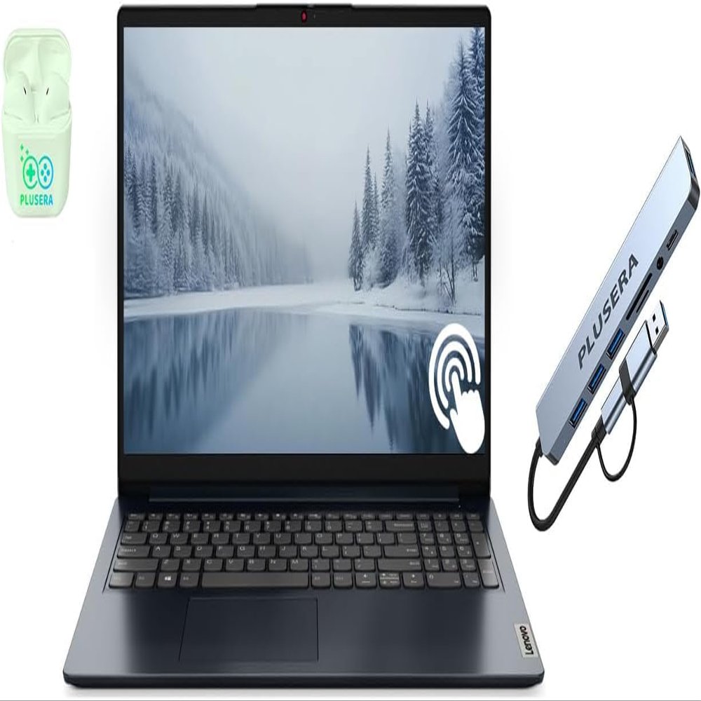 Lenovo IdeaPad 15.6 FHD Touchscreen Laptop, 16GB RAM 1TB Storage (512GB SSD+512GB Docking Station Set), 10-Cores Intel Core i5, Windows 11 Pro with Microsoft Office Included, PLUSERA Earphones