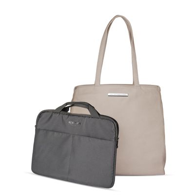 Kenneth Cole REACTION Marley Vegan Pebble Leather Tote, Taupe, 16" Laptop Tote