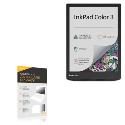 BoxWave Screen Protector Compatible with Pocketbook InkPad Color 3 - ClearTouch Anti-Glare Privacy (2-Pack), Privacy Screen Protector Flexible Film Anti-Glare