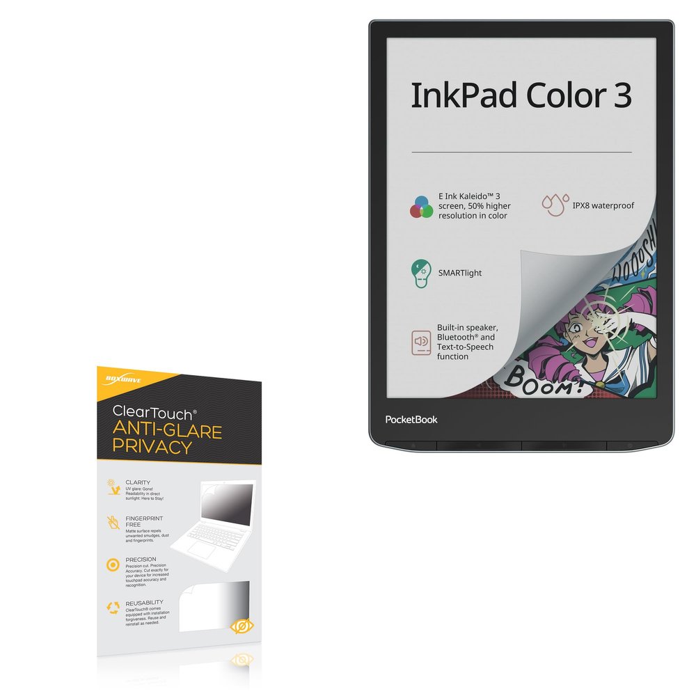 BoxWave Screen Protector Compatible with Pocketbook InkPad Color 3 - ClearTouch Anti-Glare Privacy (2-Pack), Privacy Screen Protector Flexible Film Anti-Glare