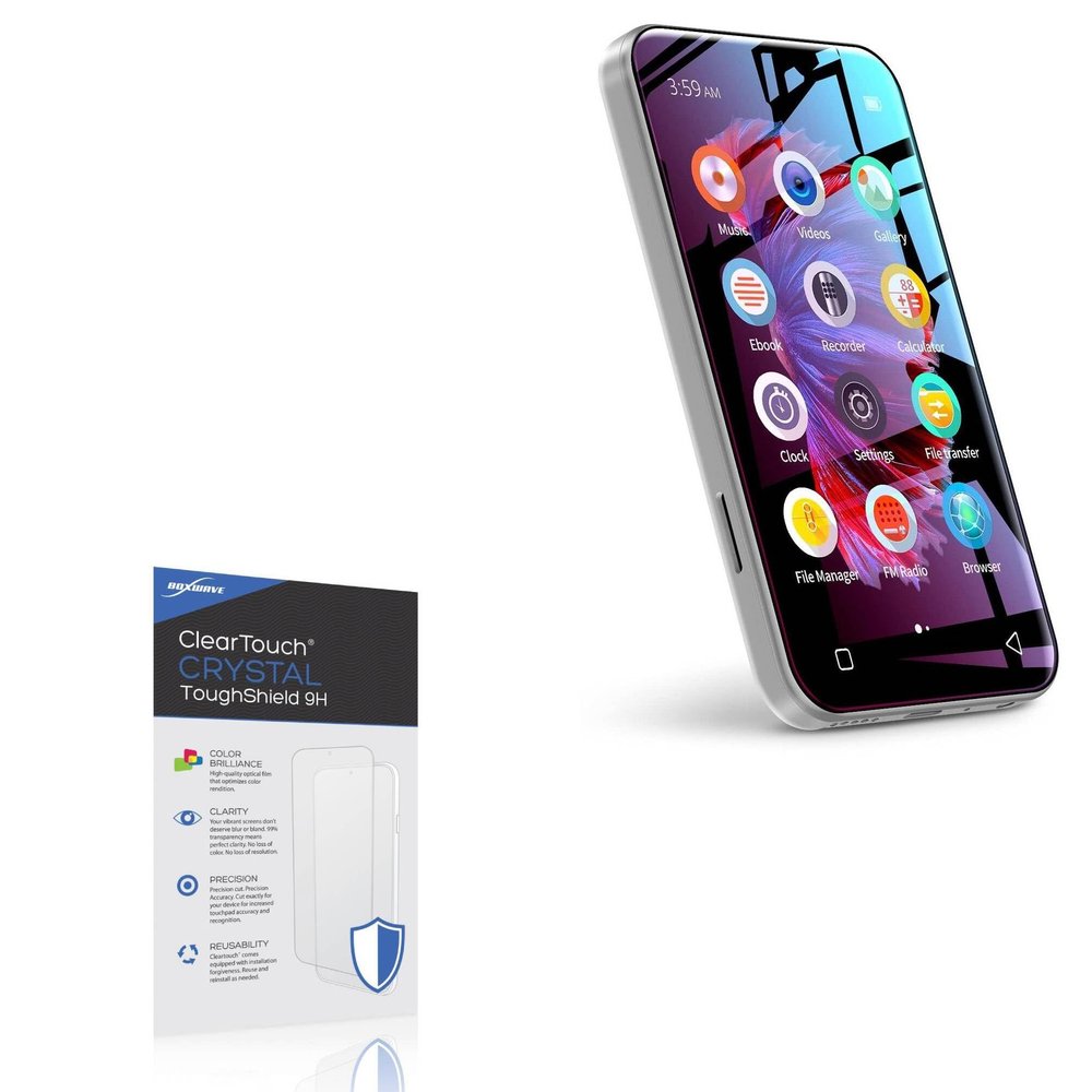 BoxWave Screen Protector Compatible With TIMMKOO Q5 MP3 Player With Bluetooth and WiFi - ClearTouch Crystal ToughShield 9H (2-Pack), Clear 9H Tough Flexible Film Screen Protector