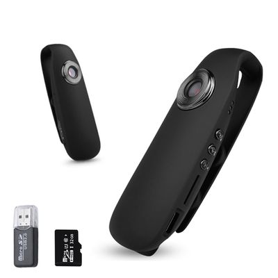 Luckykida1080P Mini Body Wearable Sports Camera w/Clip, Loop Recording Suitable for Travel, Driver, Deliveryman, Lecture Recording etc. w/ 1PC 32GB TF Card and Card Reader