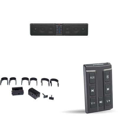PowerBass XL-650-6 Speaker System Bluetooth Powersports Sound Bar with XL-SBCONRF - XL Soundbar External Wireless Controller & XL-SBTCLAMP - Thin C Clamp Compatible with 1.5", 1.75", 2" Bars - Pair