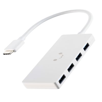 Elecom U3HC-H040WF USB Hub USB 3.2 (Gen1) 5 Gbps USB-C Connection, 4 Ports, Bus Power, 5.9 inches (15 cm), Cable, White x Black