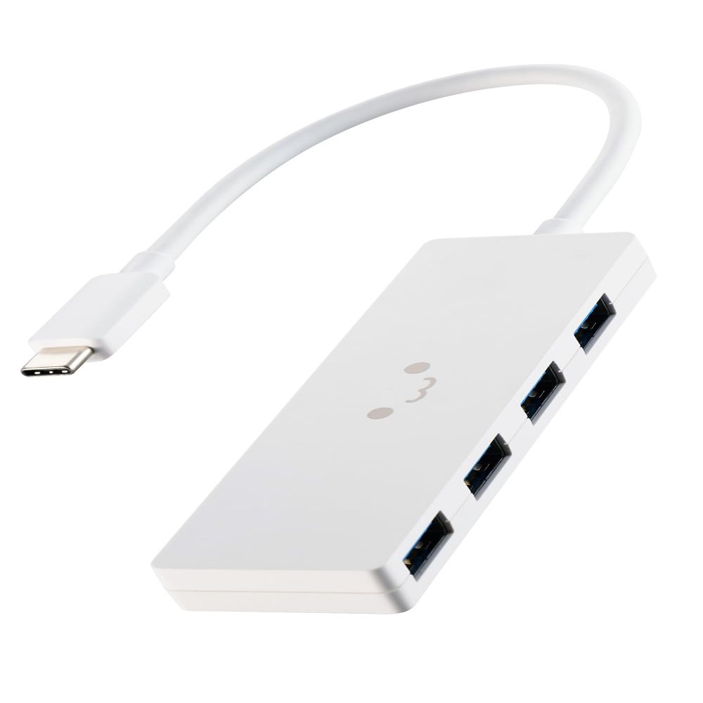 Elecom U3HC-H040WF USB Hub USB 3.2 (Gen1) 5 Gbps USB-C Connection, 4 Ports, Bus Power, 5.9 inches (15 cm), Cable, White x Black