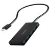 Elecom U3HC-H041BK USB 3.2 (Gen1) USB Hub, 5Gbps USB-C Connection, 4 Ports, Bus Power, 11.8 inches (30 cm), Cable, Black view 1