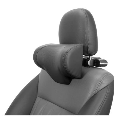 Adjustable Multi-use Car Headrest Neck Pillow For Driving Seat Head Support With Hook Tablet Holder Compatible For Tesla BMW BENZ Hyundai(Black PVC)