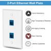 Ethernet Wall Plate Cat6 2 Port Keystone Jack Wall Plate with RJ45 Keystone Inline Coupler insert, Female to Female Cat6 Keystone Wall Jack, Blue (2 Pack) view 2