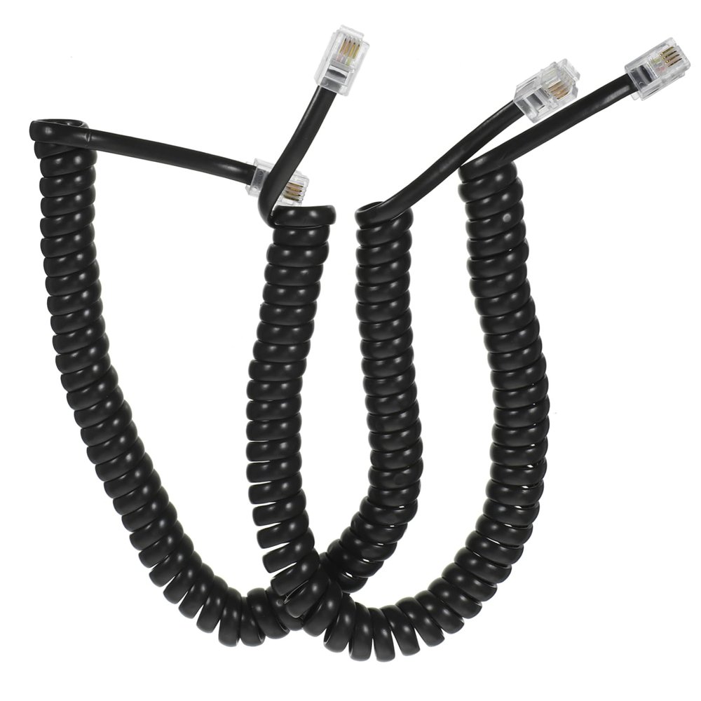 Housoutil 2pcs Coiled Telephone Cord for Landline Phones Detangler Phone Cables Sturdy Soft Signal Stable